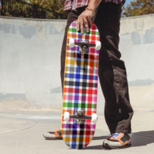 Skateboard Diseño de Cuadro Escocés de Cuadros de Tafetán Col