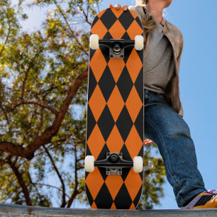 Skateboard Diseño de cuadros de diamantes arlequín negro nara