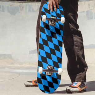 Skateboard Diseño de cuadros de diamantes de arlequín negro a