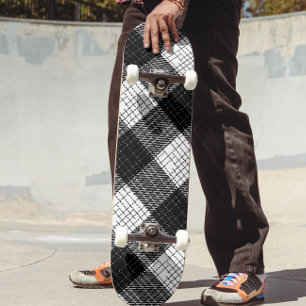 Skateboard Diseño de cuadros escoceses a cuadros negros y bla