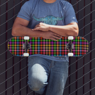 Skateboard Diseño de cuadros escoceses de gingham de arcoíris