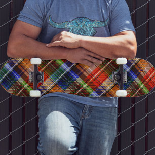 Skateboard Diseño de Cuadros Escoceses Rojo Azul Verde Amaril