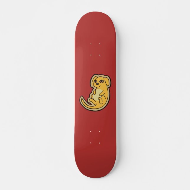 Skateboard Diseño De Dibujo De Perros Amarillos Y Rojos Dulce (Anverso )