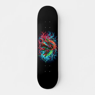 Skateboard diseño de dragón de neón