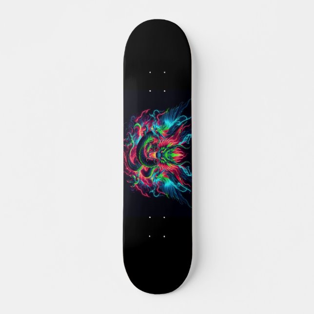 Skateboard diseño de dragón de neón (Anverso )