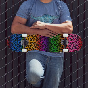 Skateboard Diseño de estampado de animal de leopardo colorido