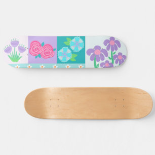 Skateboard Diseño de flores vibrantes en flor