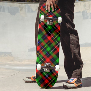 Skateboard Diseño de franela a cuadros rojo verde y blanco de