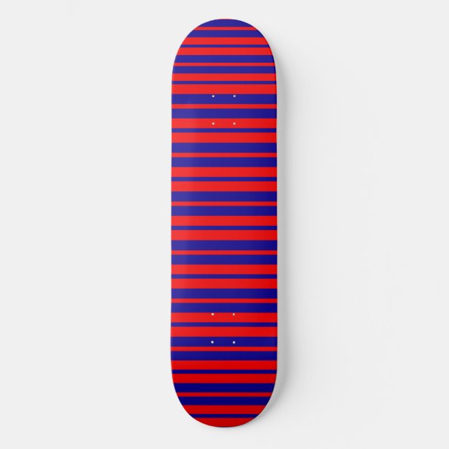 Skateboard Diseño de franjas rojas y azules (Anverso)