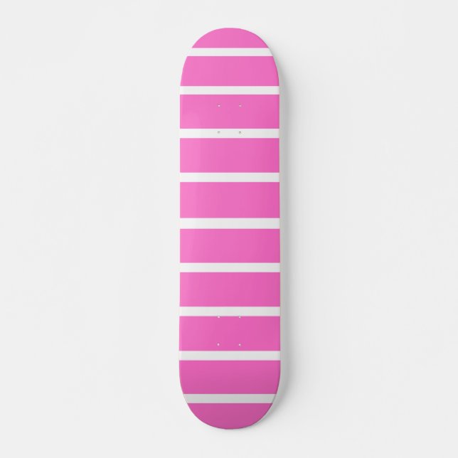 Skateboard Diseño de franjas rosadas y blancas (Anverso )