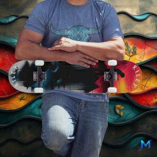 Skateboard Diseño de fusión en negrita - Reflexión de montaña