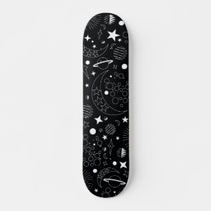 Skateboard Diseño de galaxia cósmica celestial en blanco y 