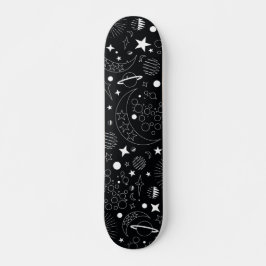 Skateboard Diseño de galaxias cósmicas celestiales en blanco 
