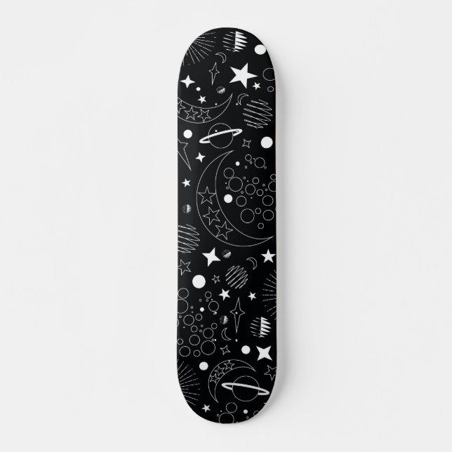 Skateboard Diseño de galaxias cósmicas celestiales en blanco  (Anverso )