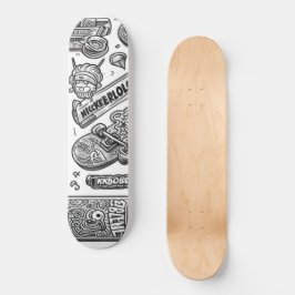 Skateboard Diseño de grafitis blancos y negros 1