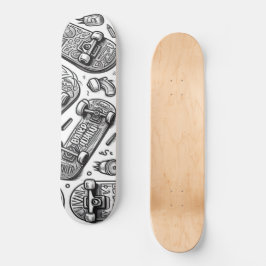 Skateboard Diseño de grafitis blancos y negros 2