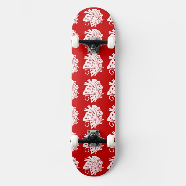 Skateboard Diseño de Kamon japonés con mariposa asiática (Anverso)