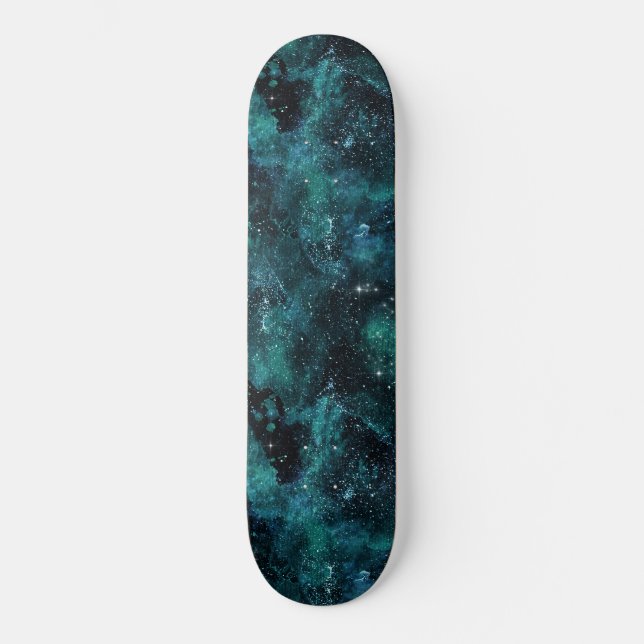 Skateboard Diseño de la serie de galaxias verde azuladas 4 (Anverso)
