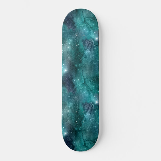 Skateboard Diseño de la serie de galaxias verde azuladas 8 (Anverso)