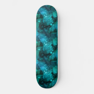 Skateboard Diseño de la serie Galaxia Verde azulada 6  