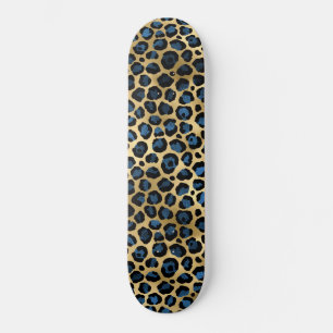 Skateboard Diseño de la serie Leopardo Azul y Oro 4