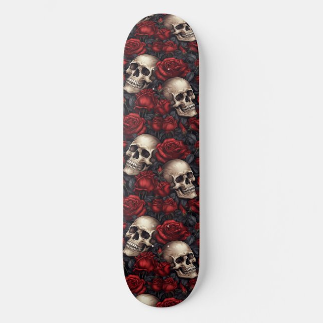 Skateboard Diseño de la serie Skull y Rosas 10 (Anverso)