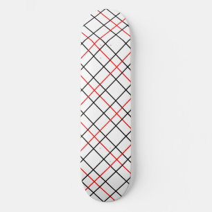 Skateboard Diseño de líneas de cuadrícula negras rojas