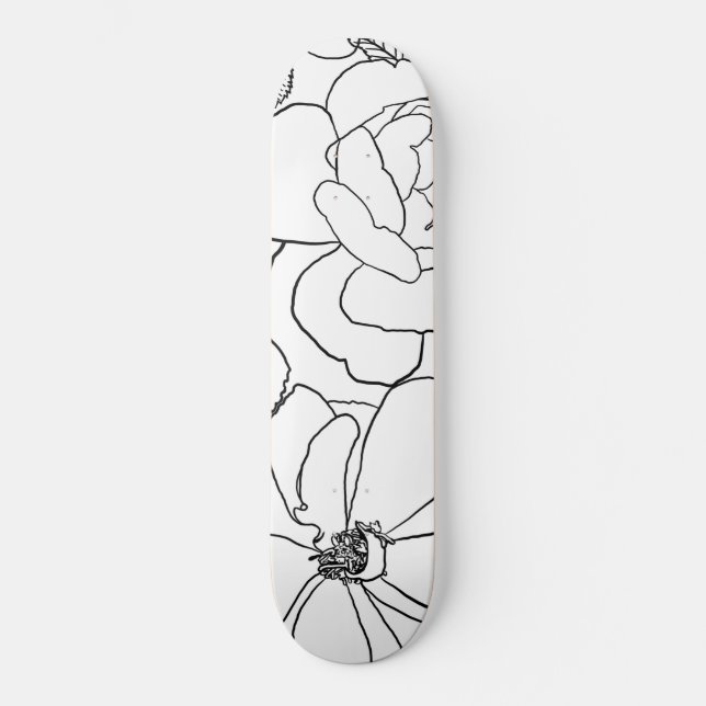Skateboard Diseño de líneas florales de Rosas elegantes (Anverso)