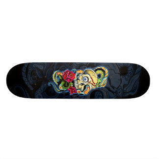Skateboard Diseño de los rosas de la serpiente del cráneo