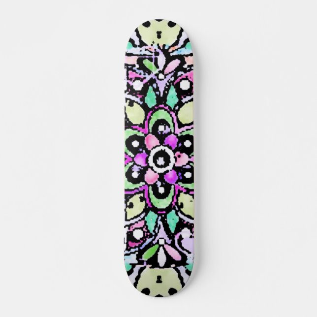 Skateboard diseño de mandala floral (Anverso )
