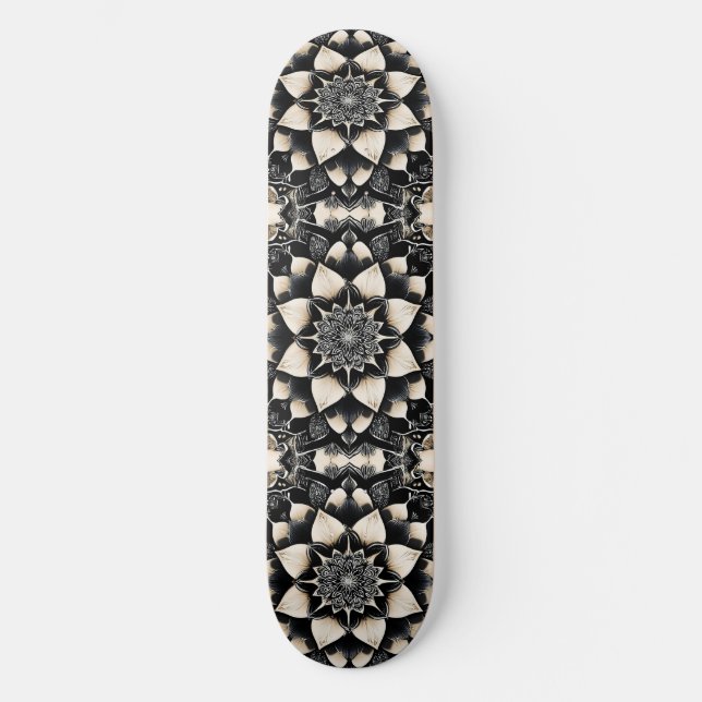 Skateboard Diseño de Mandala Floral Ornamentado (Anverso)