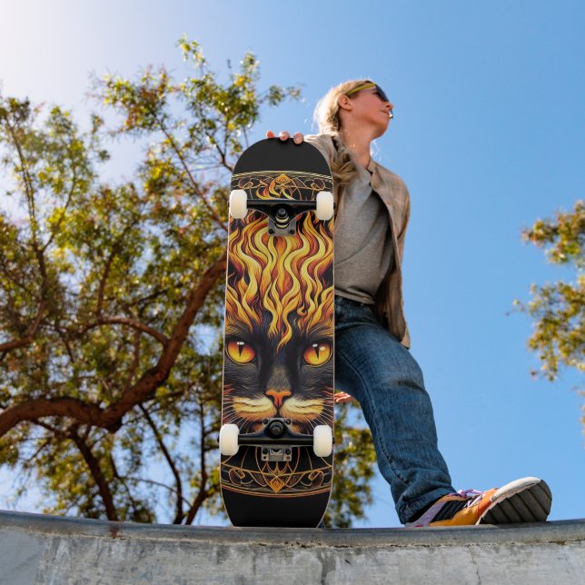 Skateboard Diseño de Mandala para gatos de incendio místico (Exterior 1)