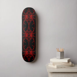 Skateboard Diseño de máscara tribal - negro y rojo sobre negr