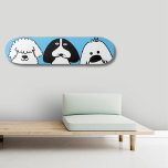 Skateboard Diseño de Mascota lúdico de dibujos animados<br><div class="desc">Muestra tu amor por los perros y la cultura del patinaje con esta adorable cubierta de patinaje rosa, que incluye un divertido trío de crías a la personalizado. El diseño divertido y minimalista lo hace perfecto para los amantes del perro, los mascotas y los patinadores que quieren una tabla única...</div>