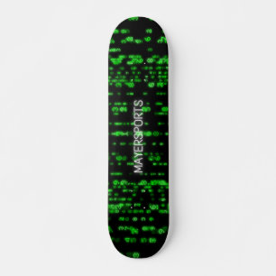 Skateboard Diseño de números verdes de hackers