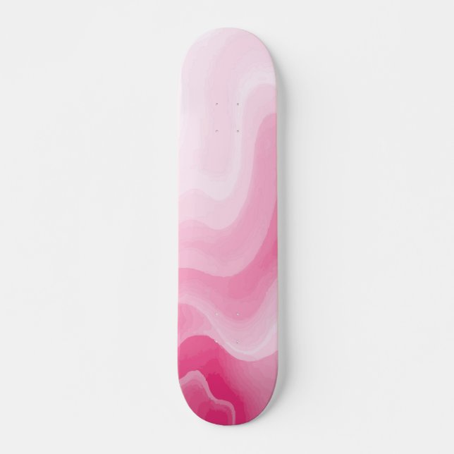Skateboard Diseño de onda de gradiente rosa abstracto (Anverso )