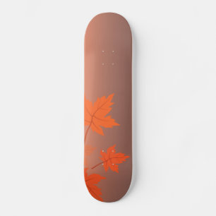Skateboard Diseño de otoño con hojas de arce y efecto bokeh  