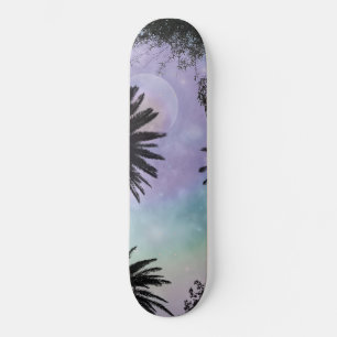 Skateboard Diseño de palmeras de gradiente holográfico de ver