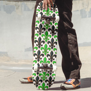 Skateboard Diseño de patrón barroco flor de lis negro verde
