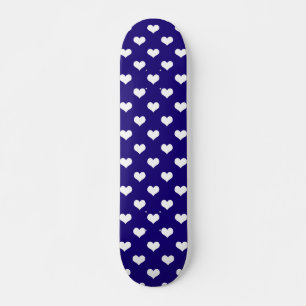 Skateboard Diseño de patrón de corazón de amor blanco azul
