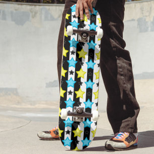 Skateboard Diseño de patrón de estrellas azules rayadas amari