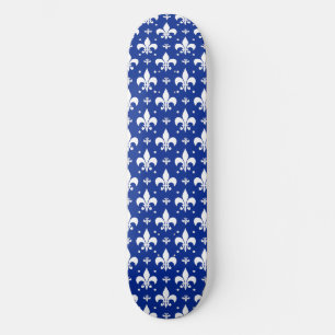 Skateboard Diseño de patrón de lis sobre fondo azul