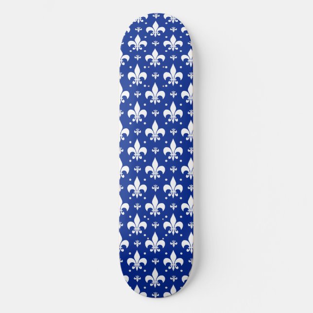 Skateboard Diseño de patrón de lis sobre fondo azul (Anverso)