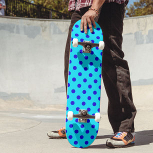 Skateboard Diseño de Patrón de Lunares Azules Sobre Cian