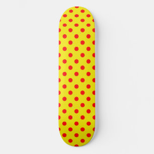Skateboard Diseño de patrón de lunares rojos sobre amarillo