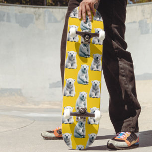 Skateboard Diseño de patrón de oso polar amarillo