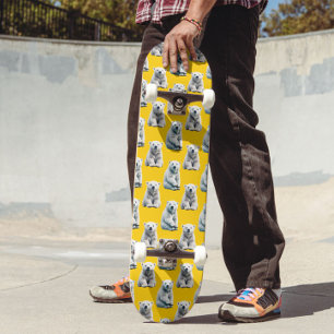 Skateboard Diseño De Patrón De Oso Polar En Amarillo