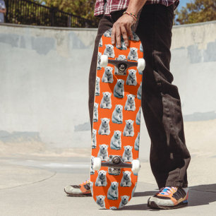 Skateboard Diseño de patrón de oso polar en naranja