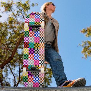 Skateboard Diseño de Patrón de Parche Mosaico Colorido