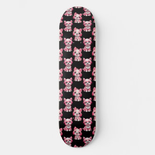 Skateboard Diseño de patrón de perro de cachorro rosa - negro